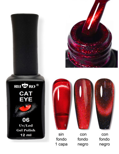 ESMALTE PERMANENTE OJO DE GATO - RED CAT EYE  06