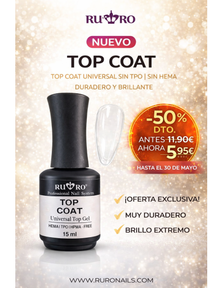 TOP COAT UNIVERSAL SIN CAPA DE DISPERSIÓN – BRILLO PROFESIONAL PARA UÑAS
