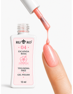 RU RO 04 Escapada Rosa esmalte semipermanente rosa coral con micro shimmer colección Vacaciones de Verano 12 ml 2
