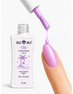RU RO 06 Espejismo Lila esmalte semipermanente lila rosado con micro shimmer colección Vacaciones de Verano 12 ml 2