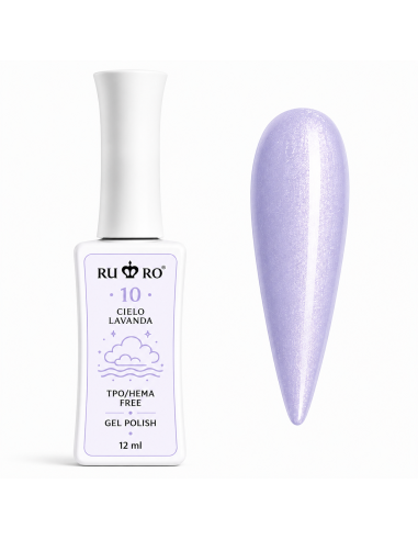 RU RO 10 Cielo Lavanda esmalte semipermanente lila lavanda perlado con micro shimmer colección Vacaciones de Verano 12 ml