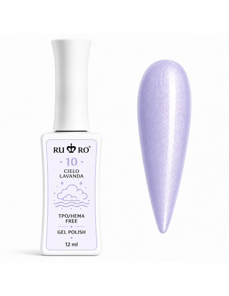 RU RO 10 Cielo Lavanda esmalte semipermanente lila lavanda perlado con micro shimmer colección Vacaciones de Verano 12 ml