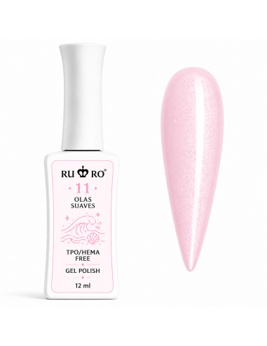RU RO 11 Olas Suaves esmalte semipermanente rosa perlado con micro shimmer colección Vacaciones de Verano 12 ml