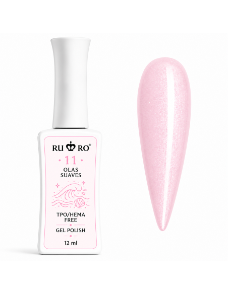 RU RO 11 Olas Suaves esmalte semipermanente rosa perlado con micro shimmer colección Vacaciones de Verano 12 ml