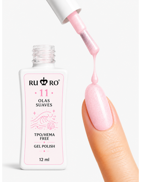 RU-RO 11 OLAS SUAVES – Esmalte Semipermanente Rosa Perlado con Micro Shimmer 12 ml.