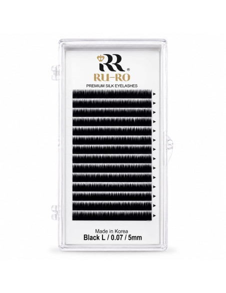 EXTENSIONES DE PESTAÑAS CURVATURA L 0.07 - Largo 5mm. RU-RO PREMIUM