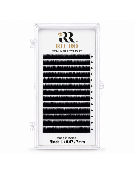 EXTENSIONES DE PESTAÑAS CURVATURA L 0.07 - Largo 7mm. RU-RO PREMIUM