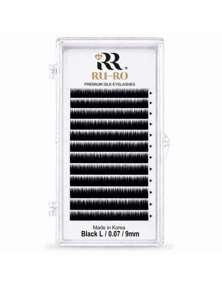 EXTENSIONES DE PESTAÑAS CURVATURA L 0.07 - Largo 9mm. RU-RO PREMIUM