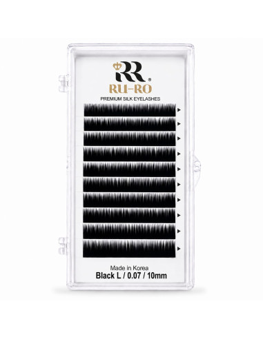 EXTENSIONES DE PESTAÑAS CURVATURA L 0.07 - Largo 10mm. RU-RO PREMIUM