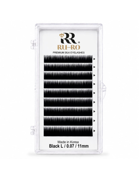 EXTENSIONES DE PESTAÑAS CURVATURA L 0.07 - Largo 11mm. RU-RO PREMIUM
