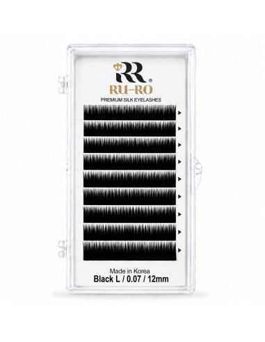 EXTENSIONES DE PESTAÑAS CURVATURA L 0.07 - Largo 12mm. RU-RO PREMIUM