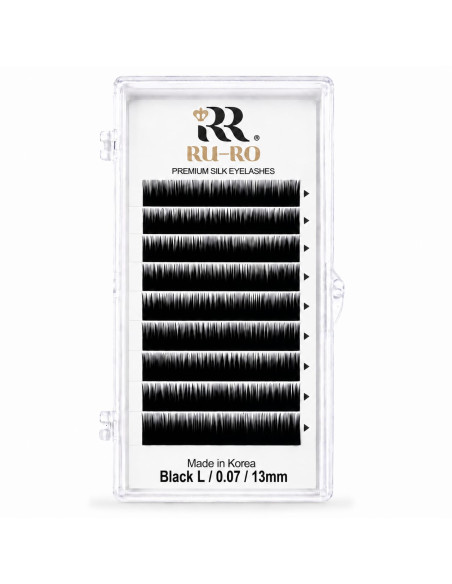 EXTENSIONES DE PESTAÑAS CURVATURA L 0.07 - Largo 13mm. RU-RO PREMIUM