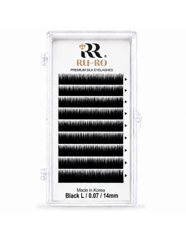 EXTENSIONES DE PESTAÑAS CURVATURA L 0.07 - Largo 14mm. RU-RO PREMIUM