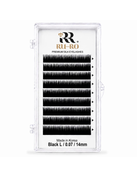 EXTENSIONES DE PESTAÑAS CURVATURA L 0.07 - Largo 14mm. RU-RO PREMIUM