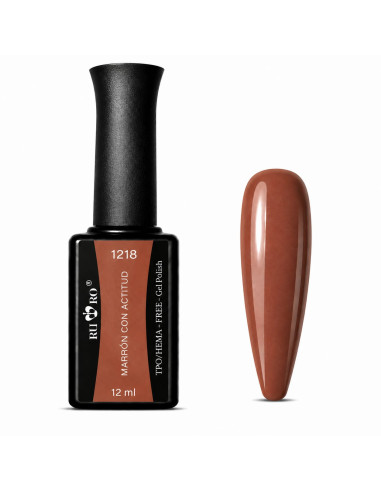 Esmalte Semipermanente Profesional 1218 MARRÓN CON ACTITUD - Ru-Ro Nails 12ml.