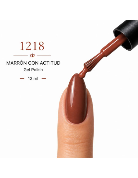 Esmalte Semipermanente Profesional 1218 MARRÓN CON ACTITUD - Ru-Ro Nails 12ml.
