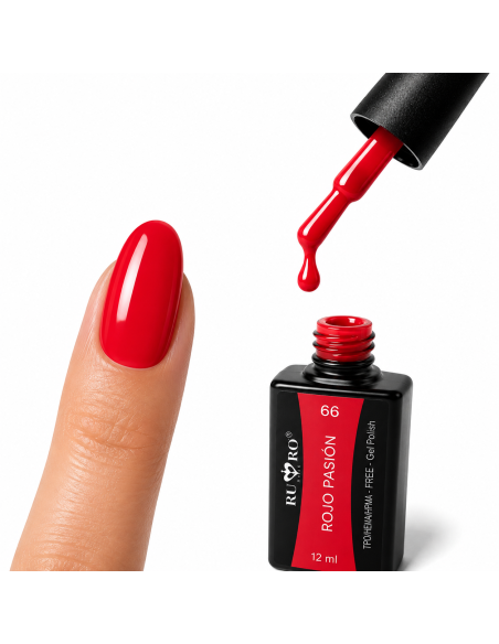 Esmalte Semipermanente Profesional  66 ROJO PASIÓN  Ru-Ro Nails