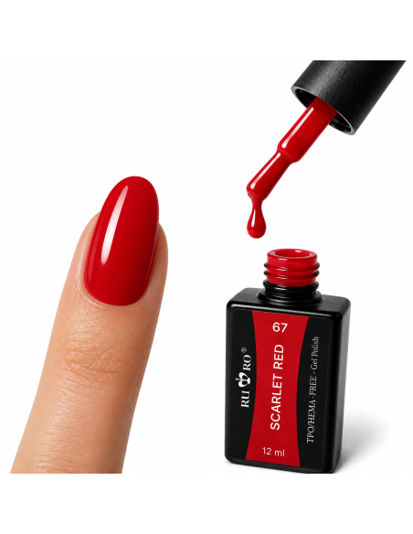 Esmalte Semipermanente Profesional  67 SCARLET RED  Ru-Ro Nails