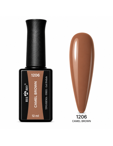 Esmalte permanente Camel Brown Nº 1206 RU-RO Nails marrón camel sin TPO y sin HEMA
