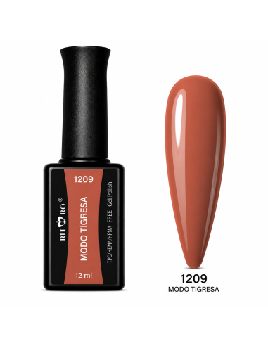 Esmalte permanente terracota Modo Tigresa Nº 1209 RU-RO Nails sin TPO y sin HEMA