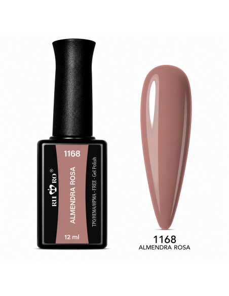 Esmalte permanente rosa nude Nº 1168 Almendra Rosa RU-RO Nails sin TPO y sin HEMA