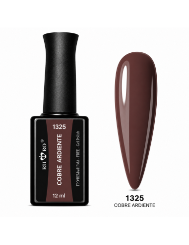 Esmalte permanente marrón cobre Nº 1325 Cobre Ardiente RU-RO Nails sin TPO y sin HEMA