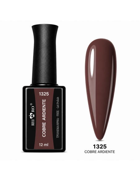 Esmalte permanente marrón cobre Nº 1325 Cobre Ardiente RU-RO Nails sin TPO y sin HEMA
