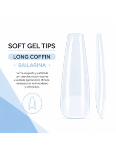 Soft Gel Tips Long Coffin Bailarina 440 uds | RU-RO 2