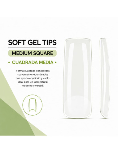 Soft Gel Tips Medium Square Cuadrados 440 uds –...