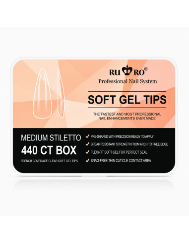 Soft Gel Tips Medium Stiletto 440 uds – RU-RO