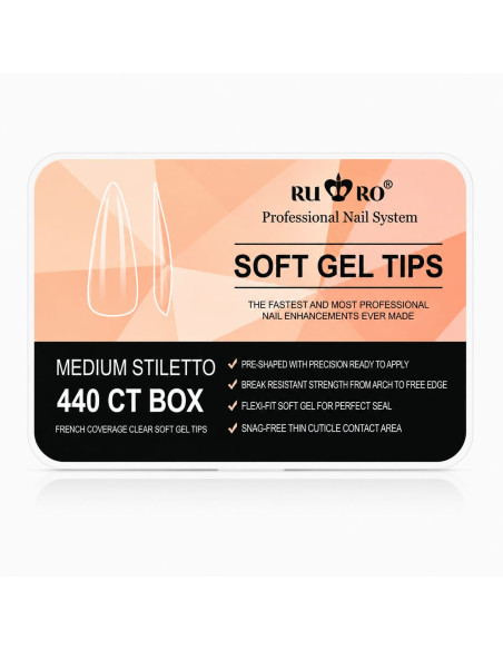 Soft Gel Tips Medium Stiletto 440 uds – RU-RO