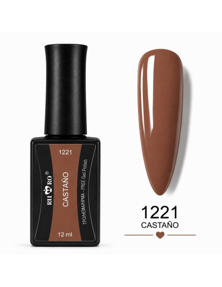 Esmalte semipermanente marrón Castaño 1221 RU-RO 12 ml