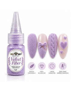 Velvet Fiber lila RU-RO Nails fibra efecto terciopelo para decoración de uñas