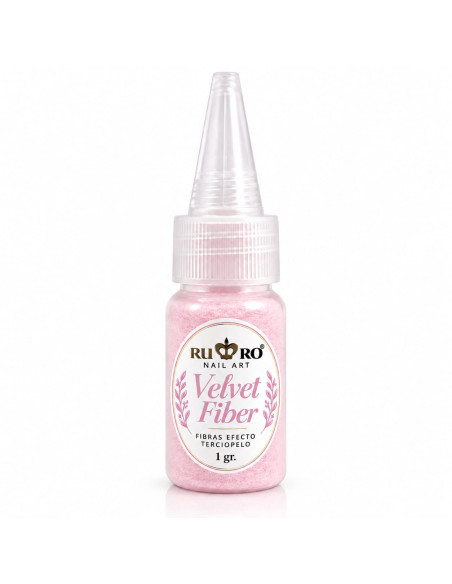 Velvet Fiber Rosa Suave RU-RO Nails 1 g – Fibra Efecto Terciopelo para Decoración de Uñas y Nail Art