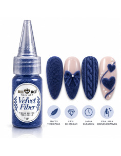 Velvet Fiber azul marino RU-RO Nails fibra efecto terciopelo para uñas