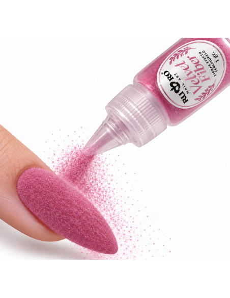Velvet Fiber Rosa Magenta RU-RO Nails 1 g – Fibra Efecto Terciopelo para Uñas y Nail Art