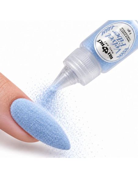 Velvet Fiber Azul Celeste RU-RO Nails 1 g – Fibra Efecto Terciopelo para Uñas y Nail Art