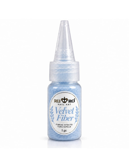 Velvet Fiber Azul Celeste RU-RO Nails 1 g – Fibra Efecto Terciopelo para Uñas y Nail Art
