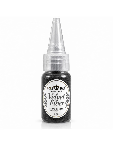 Velvet Fiber Negro RU-RO Nails 1 g – Fibra Efecto Terciopelo para Uñas y Nail Art