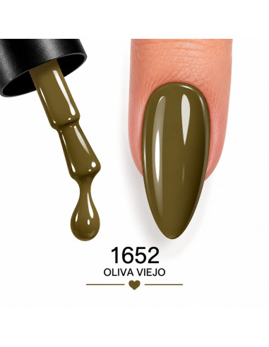 Color verde oliva oscuro esmalte semipermanente 1652 Oliva Viejo RU-RO Nails