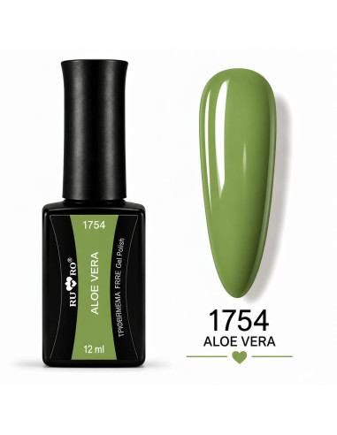 Esmalte semipermanente verde Aloe Vera 1754 RU-RO Nails 12 ml