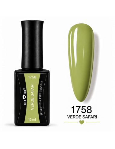 Esmalte semipermanente Verde Safari 1758 RU-RO Nails 12 ml
