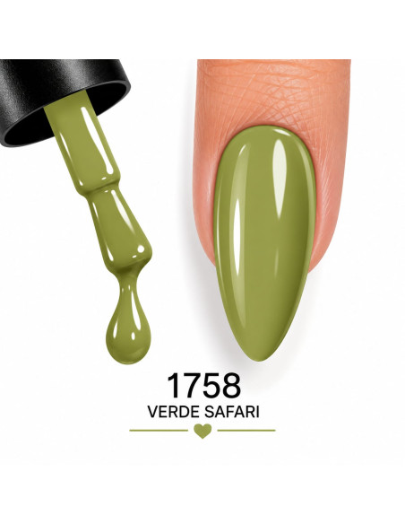 Color Verde Safari 1758 esmalte semipermanente RU-RO Nails