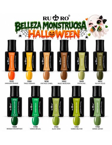 Set 11 Esmaltes Semipermanentes RU-RO Nails 12 ml – Belleza Monstruosa Halloween