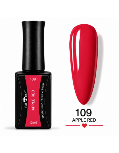 Esmalte semipermanente rojo intenso 109 Apple Red RU-RO Nails 12 ml