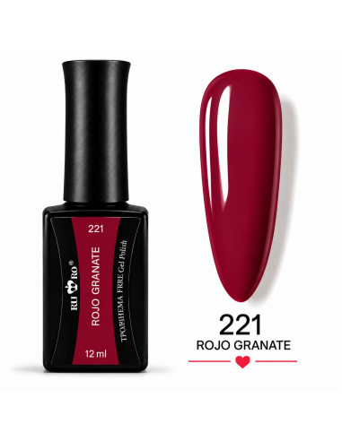 Esmalte semipermanente rojo granate 221 RU-RO Nails 12 ml