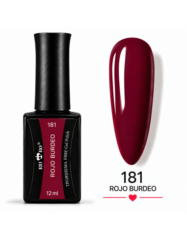Esmalte semipermanente rojo burdeo 181 RU-RO Nails 12 ml