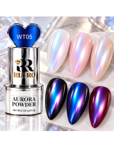 Polvo Aurora para Uñas WT05 Azul Violeta Efecto Espejo –...