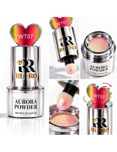 Polvo Aurora WT07 rosa coral RU-RO Nails con aplicador integrado