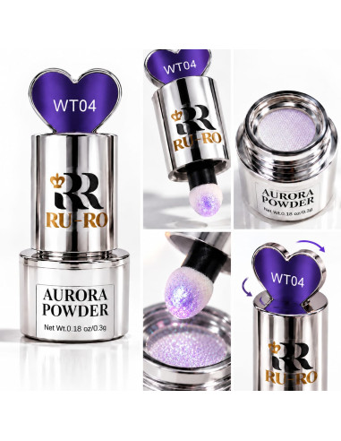 Polvo Aurora WT04 violeta lila RU-RO Nails con aplicador integrado